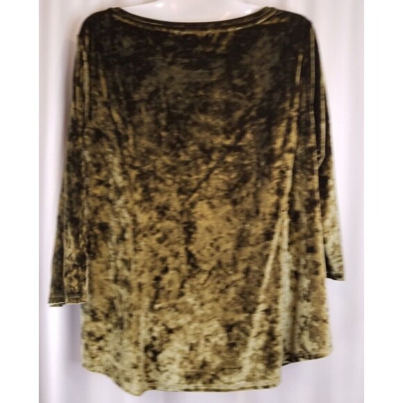 Women's Green Top Blouse Size Petite XL Green Velour Westport 1962 Party Event - Picture 3 of 5